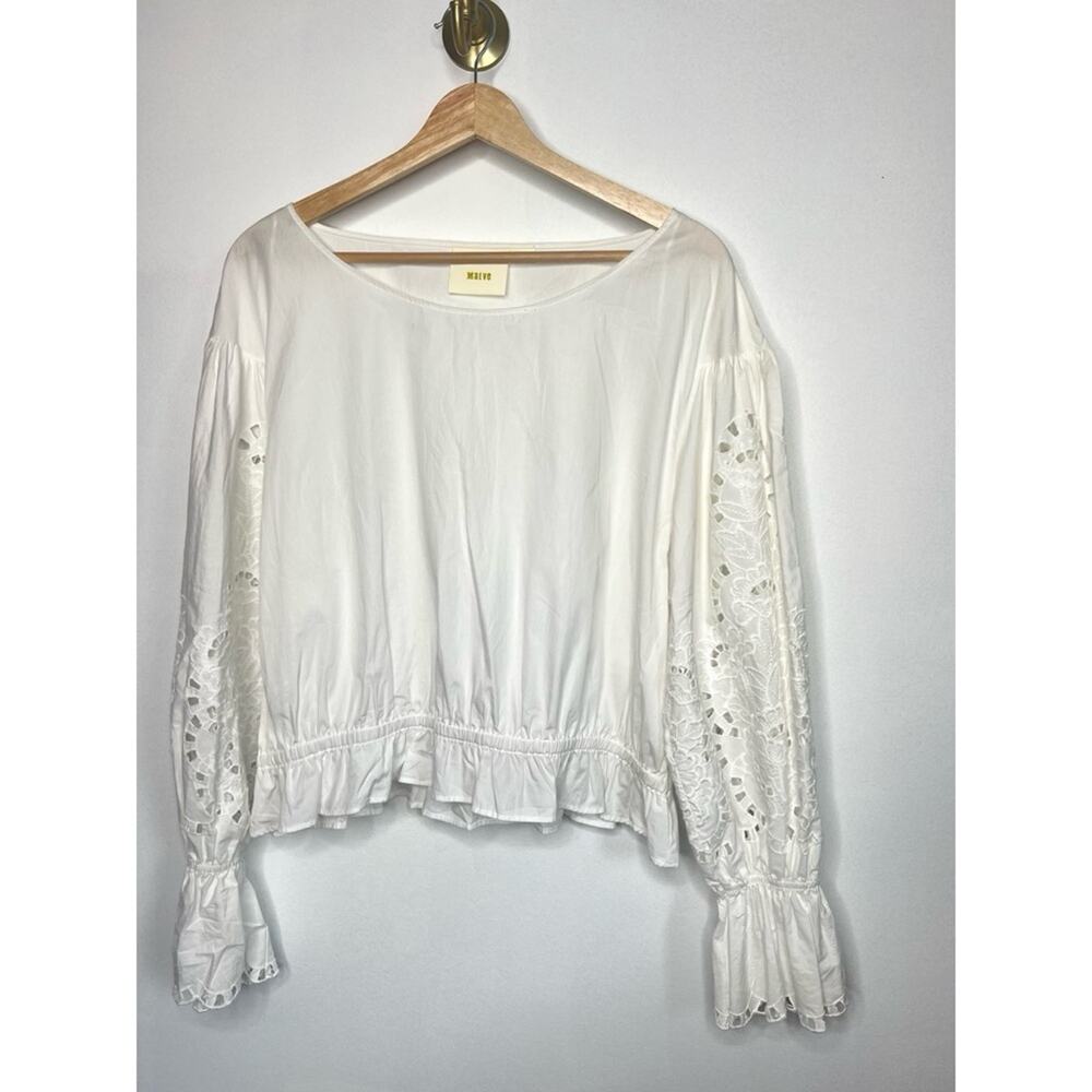 Anthropologie Maeve Cut Out Long Sleeve Blouse Cropped